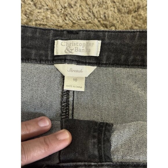 Christopher & Banks Gray Denim Midi Skirt Long Boho Beach Coastal Preppy Sz 10 - Picture 3 of 8